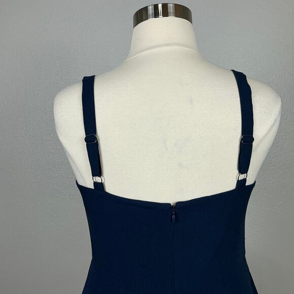 Dress the Population Women's Cocktail Dress Size 1X Navy Blue Sheath Wrap Mini - Picture 10 of 13